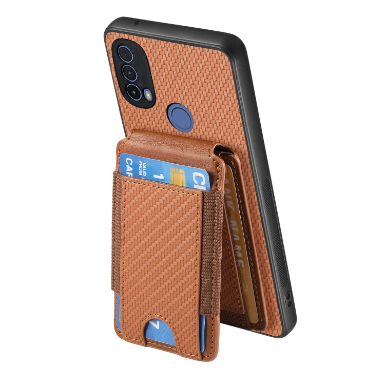 For Motorola Moto G Play 2024  5G Carbon Fiber Vertical Flip Wallet Stand Phone Case(Brown) - Motorola Cases by buy2fix | Online Shopping UK | buy2fix