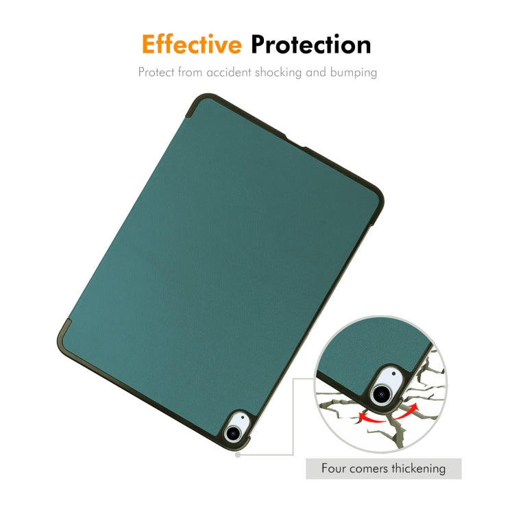 For iPad Air 13 2024 ENKAY Tri-fold Custer Texture Plastic Leather Smart Tablet Case(Dark Green) - iPad Air 13 2024 Cases by ENKAY | Online Shopping UK | buy2fix