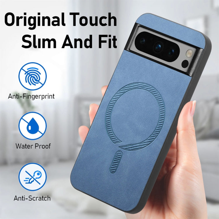 For Google Pixel 9 Pro XL Retro Magsafe Magnetic PU Back Cover Phone Case(Blue) - Google Cases by buy2fix | Online Shopping UK | buy2fix