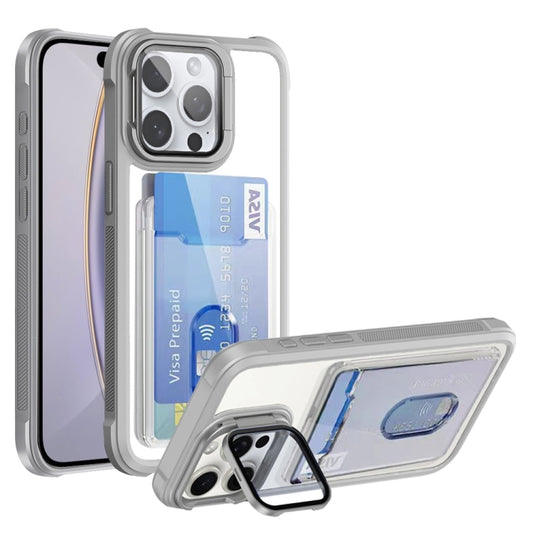 For iPhone 16 Pro Max Card Bag Holder Acrylic Hybrid TPU Phone Case(White) - iPhone 16 Pro Max Cases by buy2fix | Online Shopping UK | buy2fix