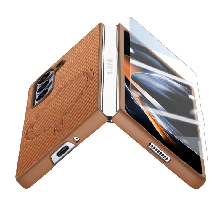 For Samsung Galaxy Z Fold6 Carbon Fiber Magsafe Phone Case(Brown) - Galaxy Z Flip6 5G Cases by buy2fix | Online Shopping UK | buy2fix