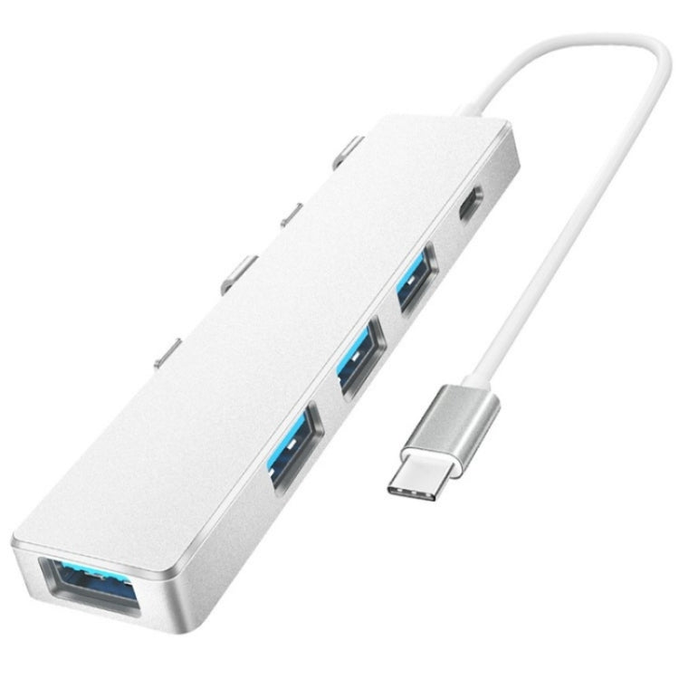 ADS-301C USB-C / Type-C to USB-C + USB 3.0 + 3 x USB 2.0 Expander HUB(Silver) - USB HUB by buy2fix | Online Shopping UK | buy2fix