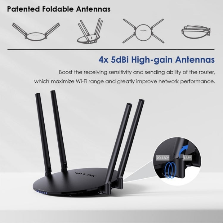 WAVLINK WN530G3 4x 5dBi Foldable Antenna AC1200 Dual Band Wireless Repeater Router, Plug:US Plug - Wireless Routers by WAVLINK | Online Shopping UK | buy2fix