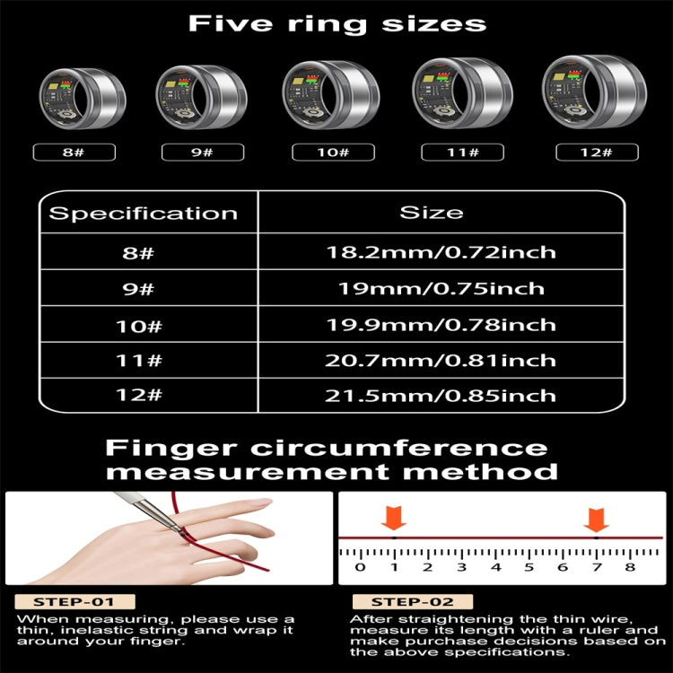 R18 SIZE 8 Smart Ring, Support Heart Rate / Blood Oxygen / Sleep / Multiple Sports Modes(Gold) - Smart Rings / Smart Telephones by buy2fix | Online Shopping UK | buy2fix