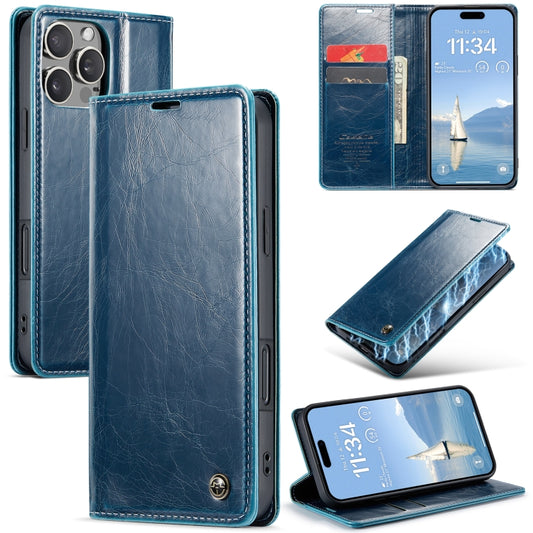 For iPhone 16 Pro CaseMe 003 Crazy Horse Texture Flip Leather Phone Case(Blue) - iPhone 16 Pro Cases by CaseMe | Online Shopping UK | buy2fix