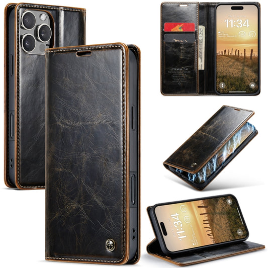 For iPhone 16 Pro CaseMe 003 Crazy Horse Texture Flip Leather Phone Case(Coffee) - iPhone 16 Pro Cases by CaseMe | Online Shopping UK | buy2fix