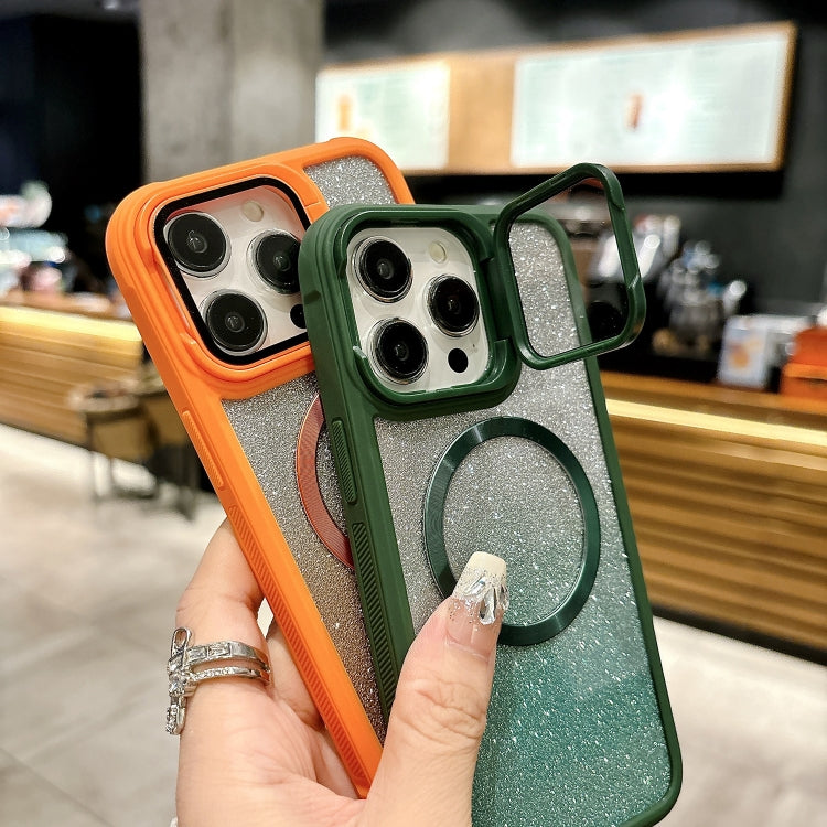 For iPhone 16 Pro CD-grain Gradient Glitter Magsafe Acrylic Hybrid TPU Phone Case(Orange) - iPhone 16 Pro Cases by buy2fix | Online Shopping UK | buy2fix