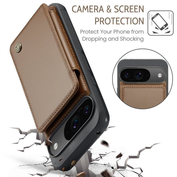 For Google Pixel 9 / 9 Pro CaseMe C22 Card Slots Holder RFID Anti-theft Phone Case(Brown) - Google Cases by CaseMe | Online Shopping UK | buy2fix