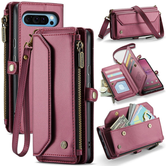 For Google Pixel 9 Pro XL CaseMe C36 Card Slots Zipper Wallet RFID Anti-theft Leather Phone Case(Wine) - Google Cases by CaseMe | Online Shopping UK | buy2fix