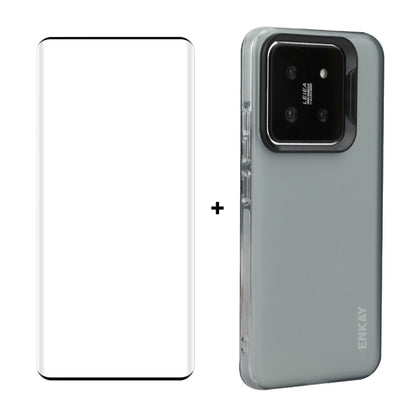 For Xiaomi 14 Pro ENKAY Hat-Prince Translucent Matte TPU Phone Case + 3D Hot Bending Film(Grey) - 14 Pro Cases by ENKAY | Online Shopping UK | buy2fix