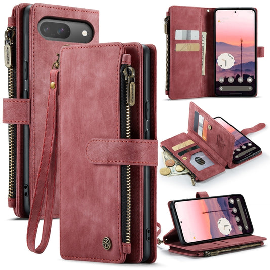 For Google Pixel 9 / 9 Pro CaseMe C30 Card Slots Zipper Wallet Leather Phone Case(Wine) - Google Cases by CaseMe | Online Shopping UK | buy2fix