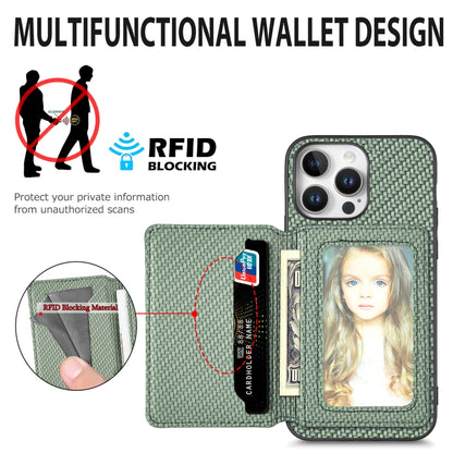 For iPhone 16 Pro Max Carbon Fiber Magnetic Card Wallet RFID Blocking Phone Case(Black) - iPhone 16 Pro Max Cases by buy2fix | Online Shopping UK | buy2fix