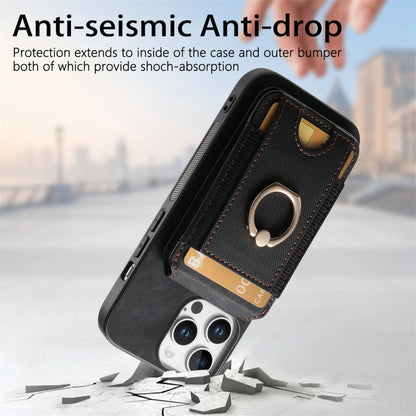 For iPhone 16 Pro Retro Splitable Magnetic Stand Card Bag Leather Phone Case(Black) - iPhone 16 Pro Cases by buy2fix | Online Shopping UK | buy2fix