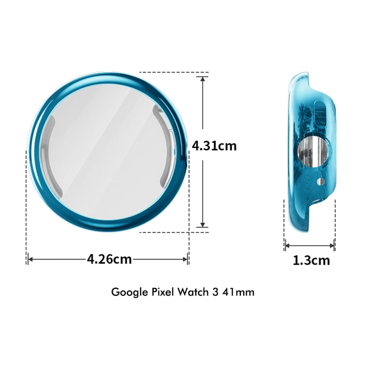 For Google Pixel Watch 3 41mm ENKAY Hat-Prince Full Coverage Electroplated Soft TPU Case with Screen Protection(Silver) - Watch Cases by ENKAY | Online Shopping UK | buy2fix