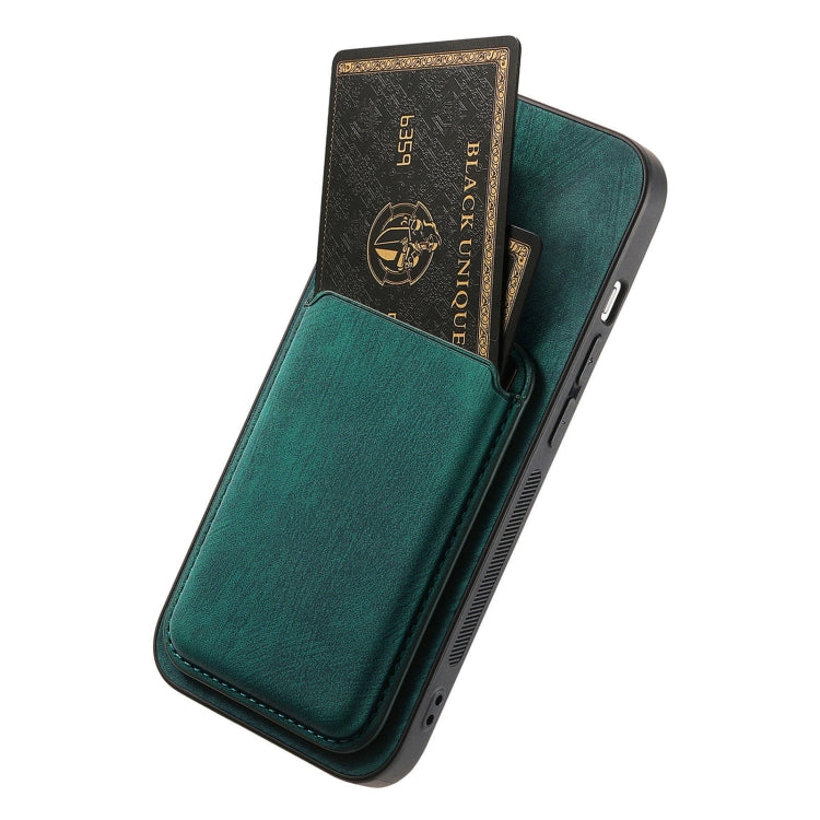 For iPhone 16 Pro Retro Leather Card Bag Magnetic Phone Case(Green) - iPhone 16 Pro Cases by buy2fix | Online Shopping UK | buy2fix