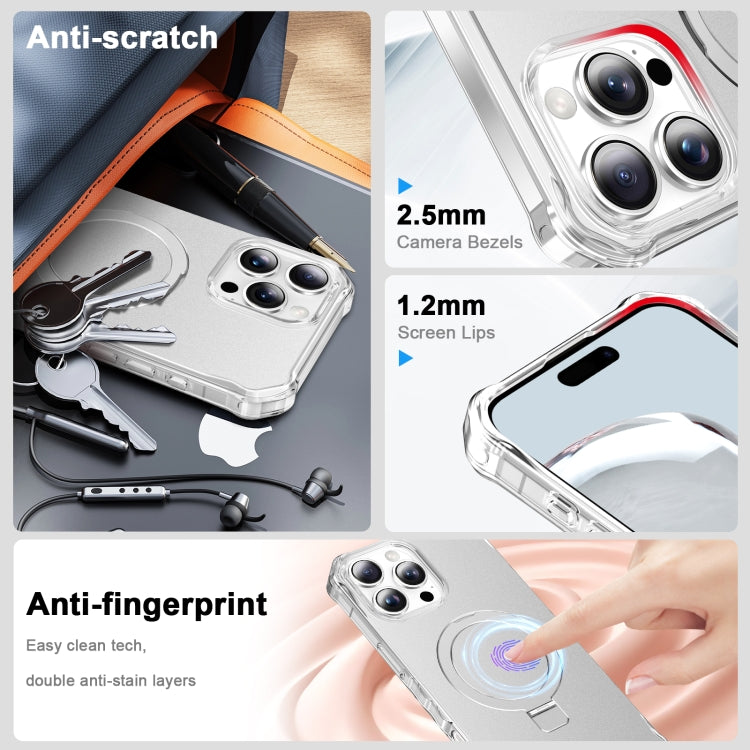 For iPhone 16 Pro Max Solid Color Wave MagSafe Holder Phone Case(Silver) - iPhone 16 Pro Max Cases by buy2fix | Online Shopping UK | buy2fix