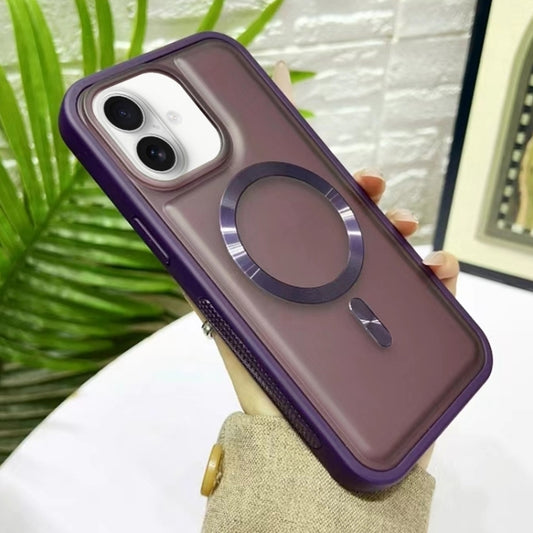 For iPhone 16 Plus Bread 3 in 1 MagSafe Acrylic Hybrid Silicone Phone Case(Dark Purple) - iPhone 16 Plus Cases by buy2fix | Online Shopping UK | buy2fix