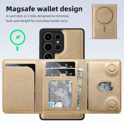 For Samsung Galaxy S25 Ultra 5G Shield Multi-functional MagSafe Card Bag Phone Case(Desert Gold) - Galaxy S25 Ultra 5G Cases by buy2fix | Online Shopping UK | buy2fix