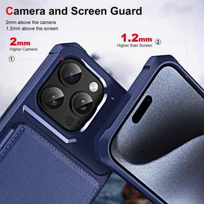 For iPhone 16 Pro ENKAY Hat-Prince Card Slot Wallet TPU Back Leather Phone Case with Lens Film(Black) - iPhone 16 Pro Max Cases by ENKAY | Online Shopping UK | buy2fix