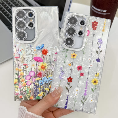 For Samsung Galaxy S25 5G Electroplating Flower Texture TPU Phone Case(Yellow Wildflower SH6) - Galaxy S25 5G Cases by buy2fix | Online Shopping UK | buy2fix