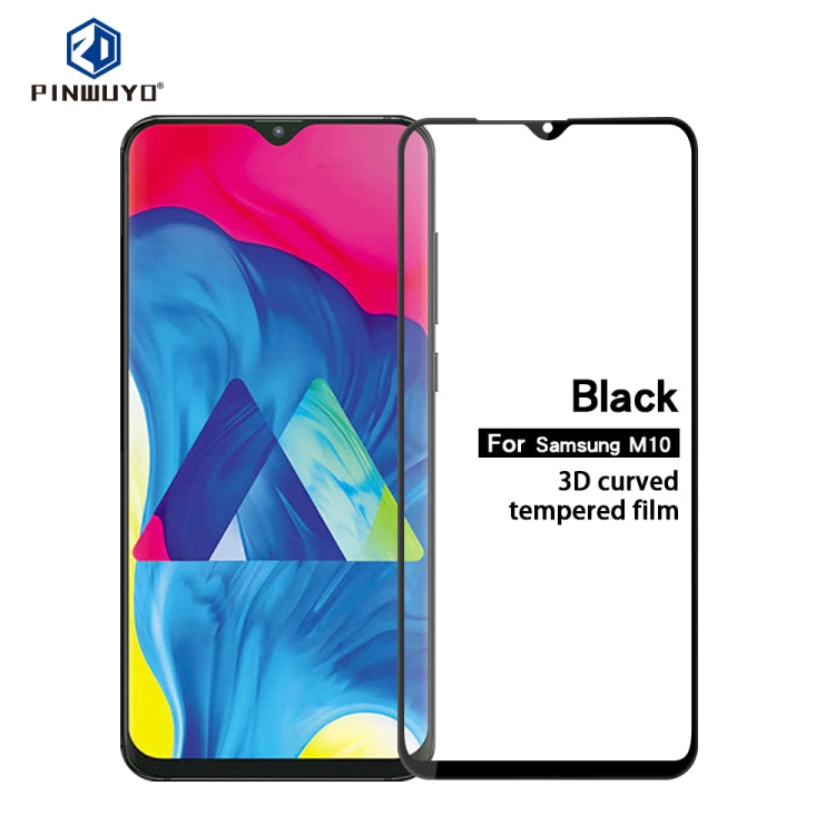 PINWUYO 9H 3D Curved Tempered Glass Film for Galaxy M10 （black） - Galaxy Tempered Glass by PINWUYO | Online Shopping UK | buy2fix