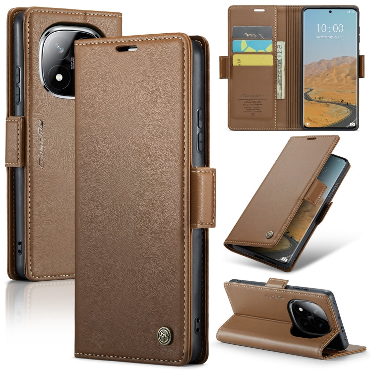 For Redmi Note 14 Pro 5G CaseMe 023 Butterfly Buckle Litchi Texture RFID Anti-theft Leather Phone Case(Brown) - Note 14 Pro Cases by CaseMe | Online Shopping UK | buy2fix