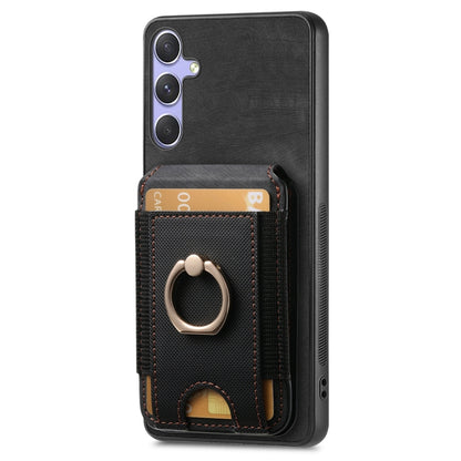 For Samsung Galaxy S25+ 5G Retro Splitable Magnetic Stand Card Bag Leather Phone Case(Black) - Galaxy S25+ 5G Cases by buy2fix | Online Shopping UK | buy2fix