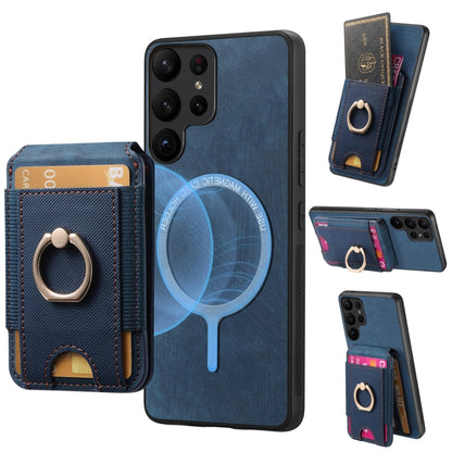 For Samsung Galaxy S25 Ultra 5G Retro Splitable Magnetic Stand Card Bag Leather Phone Case(Blue) - Galaxy S25 Ultra 5G Cases by buy2fix | Online Shopping UK | buy2fix