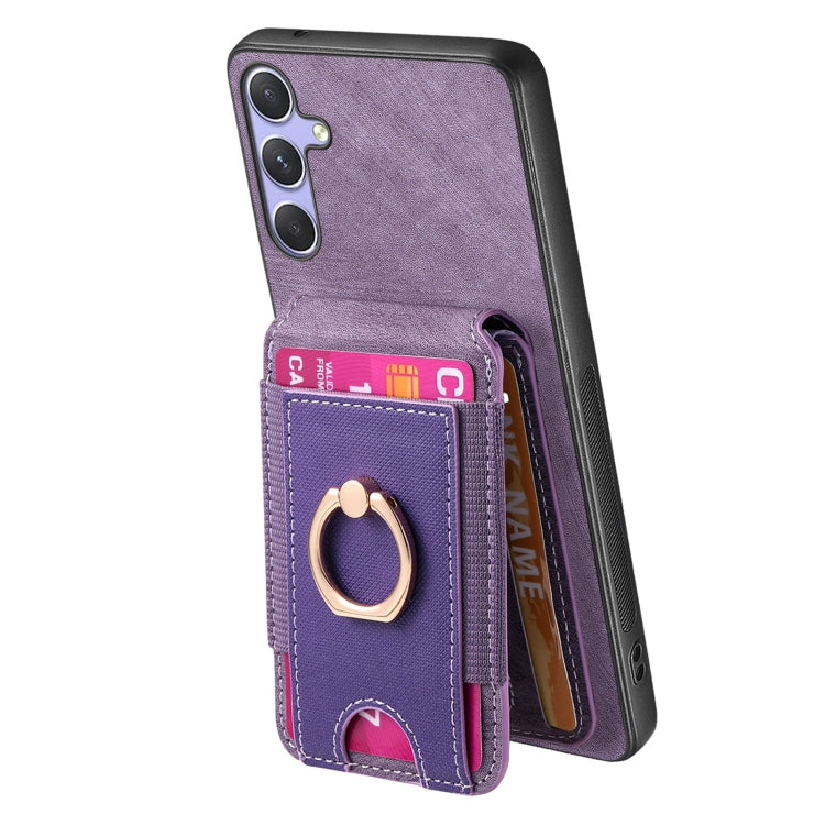 For Samsung Galaxy S25 Ultra 5G Retro Splitable Magnetic Stand Card Bag Leather Phone Case(Purple) - Galaxy S25 Ultra 5G Cases by buy2fix | Online Shopping UK | buy2fix