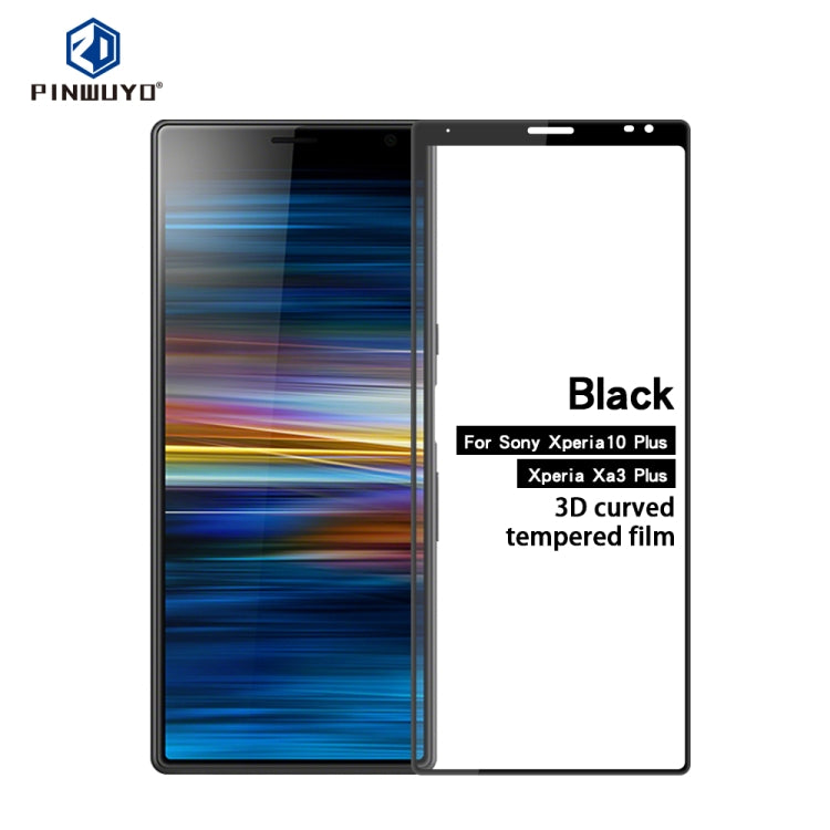 PINWUYO 9H 3D Curved Tempered Glass Film for Sony Xperia 10 Plus / Xperia XA3 Ultra（Black） - Sony Tempered Glass by buy2fix | Online Shopping UK | buy2fix