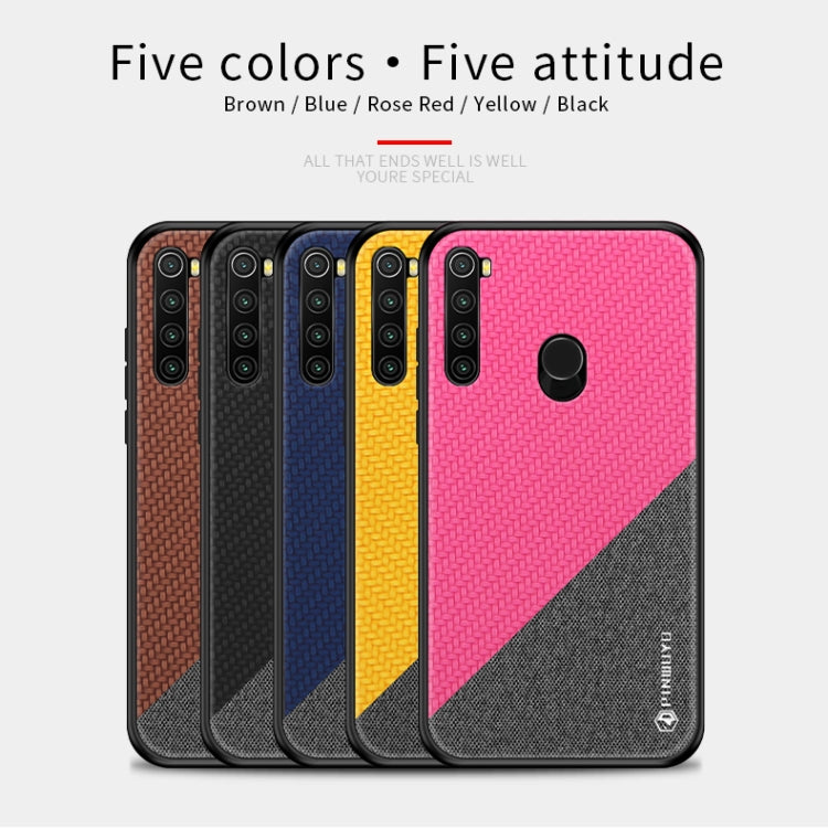 For Xiaomi RedMi Note 8 PINWUYO Rong Series  Shockproof PC + TPU+ Chemical Fiber Cloth Protective Cover(Brown) - Xiaomi Cases by buy2fix | Online Shopping UK | buy2fix