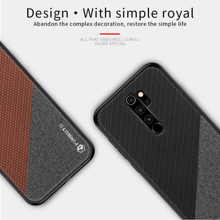 For Xiaomi RedMi Note 8 Pro PINWUYO Rong Series  Shockproof PC + TPU+ Chemical Fiber Cloth Protective Cover(Brown) - Xiaomi Cases by buy2fix | Online Shopping UK | buy2fix