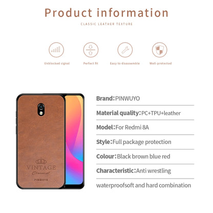 For Xiaomi RedMi 8A PINWUYO Pin Rui Series Classical Leather, PC + TPU + PU Leather Waterproof And Anti-fall All-inclusive Protective Shell(Red) - Xiaomi Cases by PINWUYO | Online Shopping UK | buy2fix