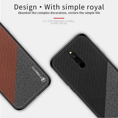 For Xiaomi RedMi 8 PINWUYO Rong Series  Shockproof PC + TPU+ Chemical Fiber Cloth Protective Cover(Brown) - Xiaomi Cases by PINWUYO | Online Shopping UK | buy2fix