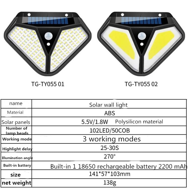 102 LED Solar Wall Lamp Body Induction Garden Lamp Villa Waterproof Outdoor Lighting Street Lamp - Solar Lights by buy2fix | Online Shopping UK | buy2fix