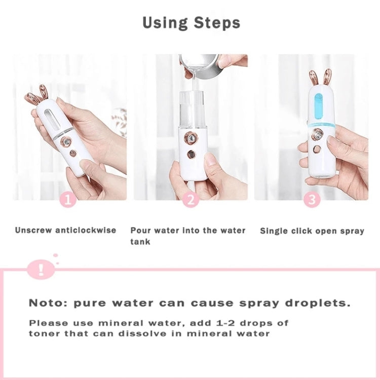 Facial Steamer Nano Spray Water Replenishing Instrument Portable Cold Spray Machine Charging Beauty Instrument Automatic Alcohol Sprayer, Style:Cute Deer(White) - Beauty Instrument by buy2fix | Online Shopping UK | buy2fix