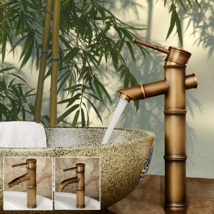 Antique Retro Hot Cold Water Bathroom Counter Basin Bamboo Waterfall Basin Copper Faucet, Specifications:Breaking 3 Knots - Faucets & Accessories by buy2fix | Online Shopping UK | buy2fix