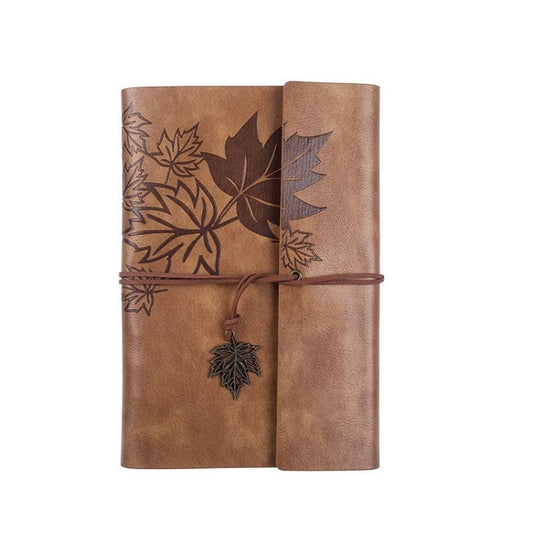 A5 PU Maple Retro Straps Handbook Loose-leaf Notebook(Brown) - Notebooks by buy2fix | Online Shopping UK | buy2fix