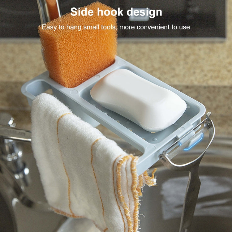 Multifunctional Bathroom Faucet Drain Rack Soap Box Rag Hook(Blue) - Shelves by buy2fix | Online Shopping UK | buy2fix