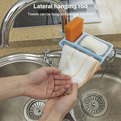 Multifunctional Bathroom Faucet Drain Rack Soap Box Rag Hook(Blue) - Shelves by buy2fix | Online Shopping UK | buy2fix