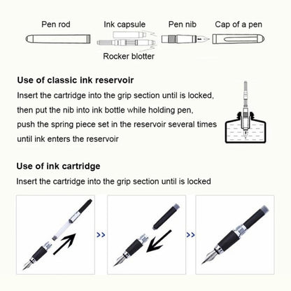 X750 Stationery Stainless Steel Fountain Pen Medium Nib Ink Pens School Oiifice Gift, Nib Size:0.5mm(Gold) - Fountain Pens by buy2fix | Online Shopping UK | buy2fix