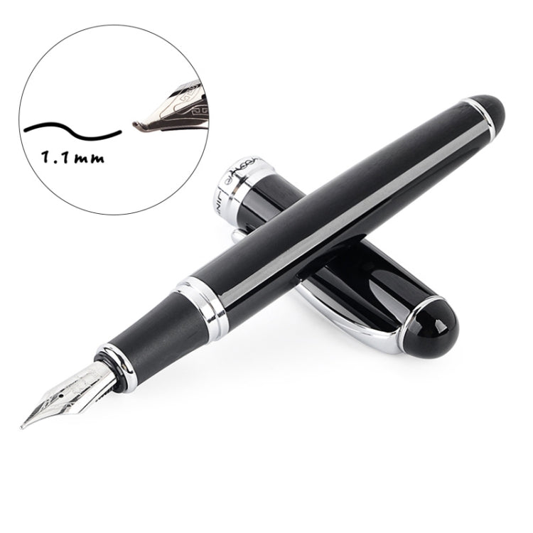 X750 Stationery Stainless Steel Fountain Pen Medium Nib Ink Pens School Oiifice Gift, Nib Size:1.1mm(Black) - Fountain Pens by buy2fix | Online Shopping UK | buy2fix