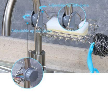 Faucet Rack Stainless Steel Perforated Free Kitchen Sink Storage Rack Rag Sponge Drain Rack, Style:Type B - Shelf by buy2fix | Online Shopping UK | buy2fix