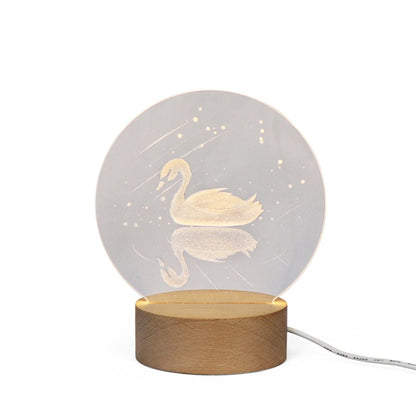 3D Atmosphere Decorative Light Acrylic Inner Carved LED Night Light Creative Girl Table Lamp(Swan) - Novelty Lighting by buy2fix | Online Shopping UK | buy2fix