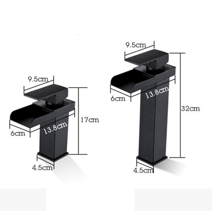 Bathroom Wide Mouth Faucet Square Sink Single Hole Basin Faucet, Specification: HT-81566 Electroplating Short Type - Faucets & Accessories by buy2fix | Online Shopping UK | buy2fix