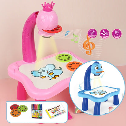 Smart Children Projection Painting Board Multifunctional Drawing Table Toy Set(Blue) - Drawing Toys by buy2fix | Online Shopping UK | buy2fix