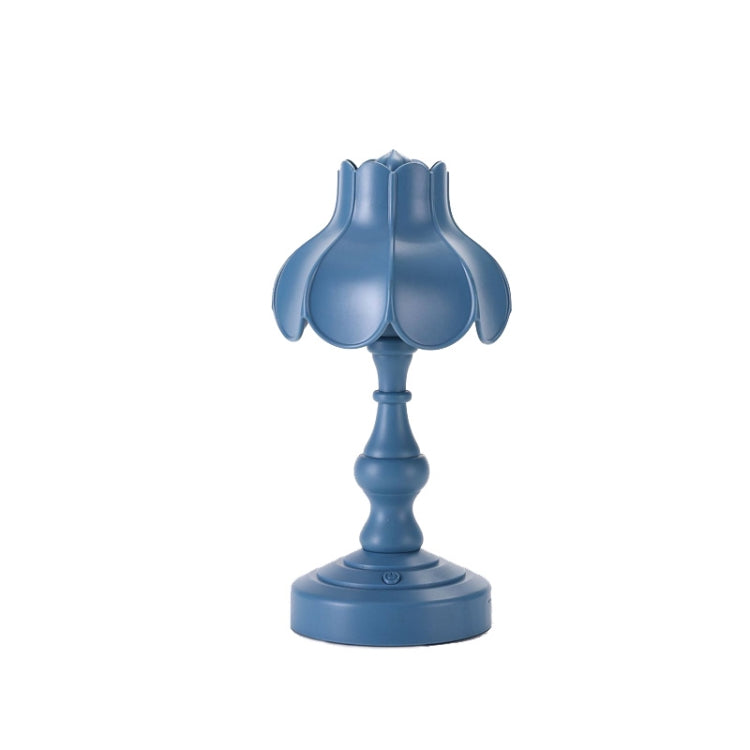 Retro Charging Table Lamp Bedroom Bed LED Eye Protection Light(LD05 Lotus Gray Blue) - Bedside Light by buy2fix | Online Shopping UK | buy2fix