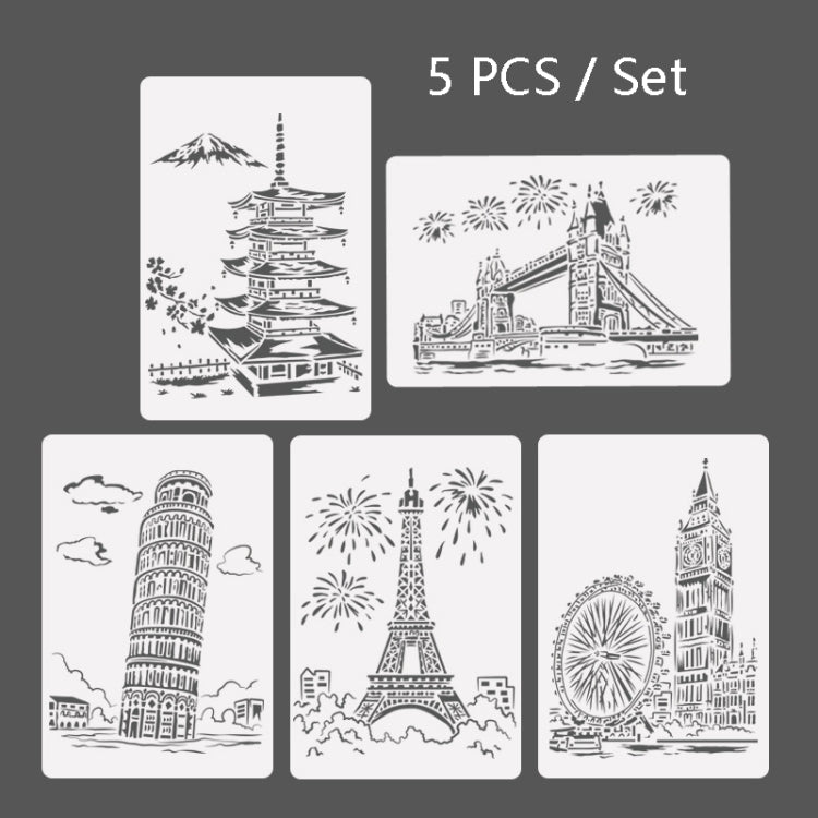 Tower System (5pcs / Set) Construction Series Painting Template Theme City A4 Label Template - Art Supplies by buy2fix | Online Shopping UK | buy2fix