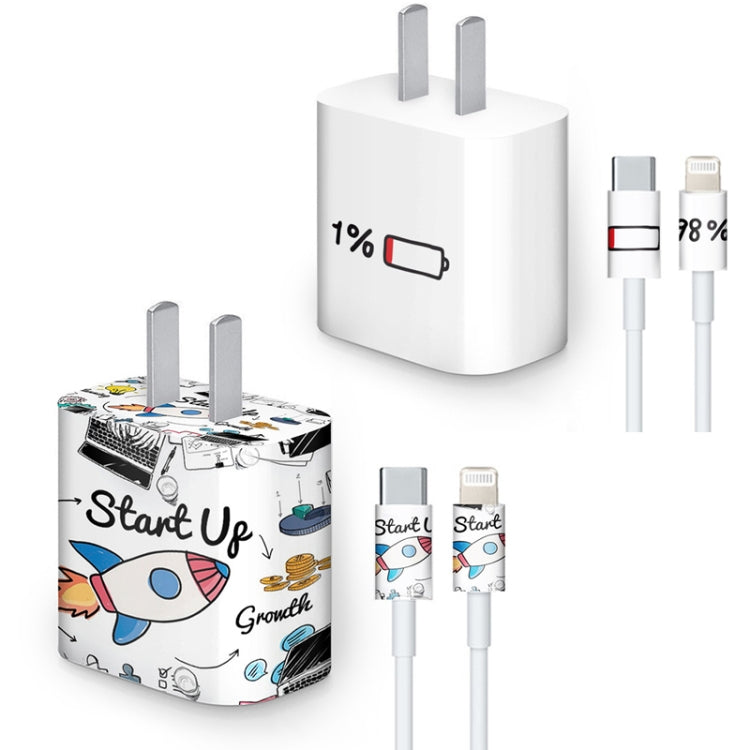 4 Sets PVC Creative Stickers For 18W/20W US Plug Charger & Type-C to 8 Pin Data Cable(047) - iPhone Stickers by buy2fix | Online Shopping UK | buy2fix