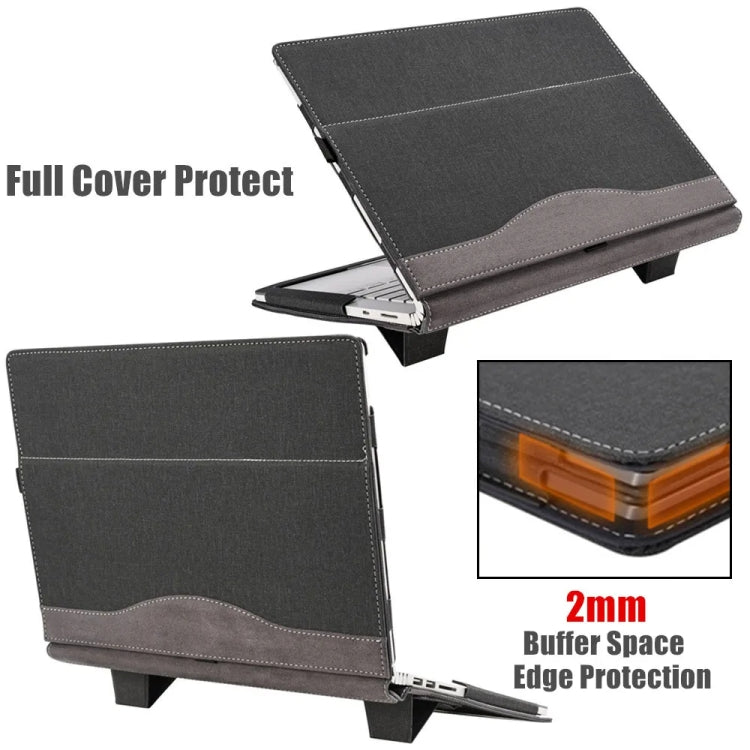 For Samsung Galaxy Book 2 360 13.3 Inch Leather Laptop Anti-Fall Protective Case With Stand(Black) - 13.3 inch by buy2fix | Online Shopping UK | buy2fix